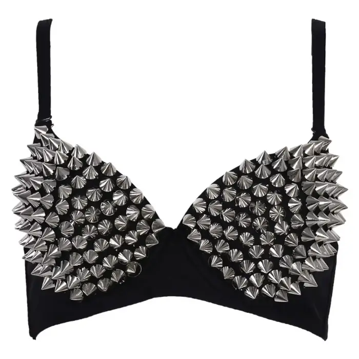 Mode Rivets Punk Rave Bralette Lingerie gothique soutien-gorge haut Sexy Push Up brassière discothèq