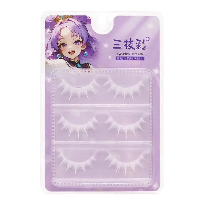 Bandes de cils en plumes blanches, manga Cosplay, faux cils, extensions de cils en grappe complète, 