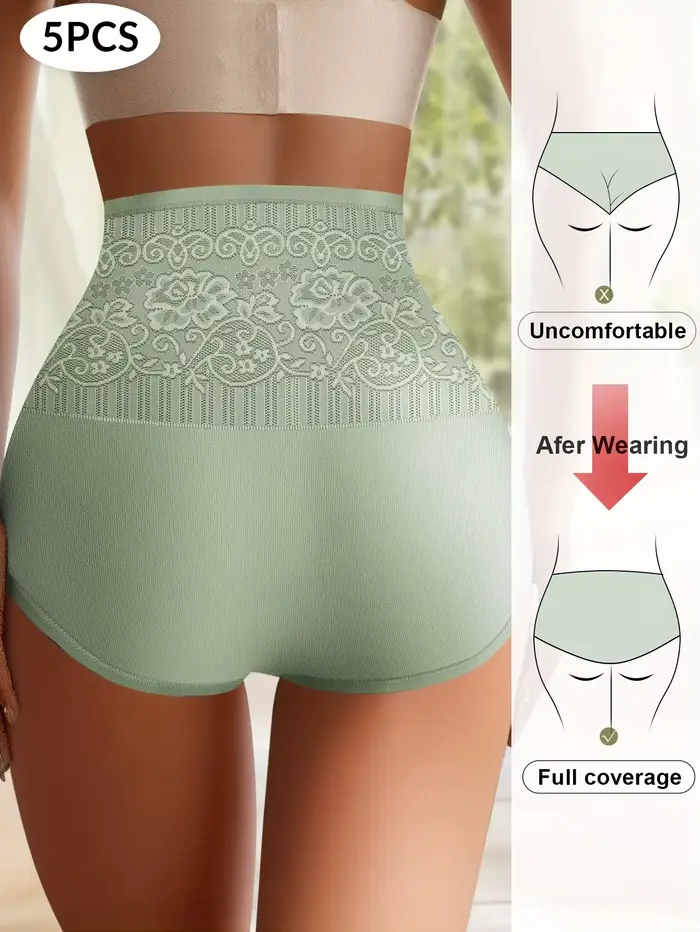 TUNITuck-Culotte taille haute pour femme, Jacquard Hip-Hugging, Pantalon triangle, Coton Wstring, Confortable, Respirant, Proximité, 5 paires
