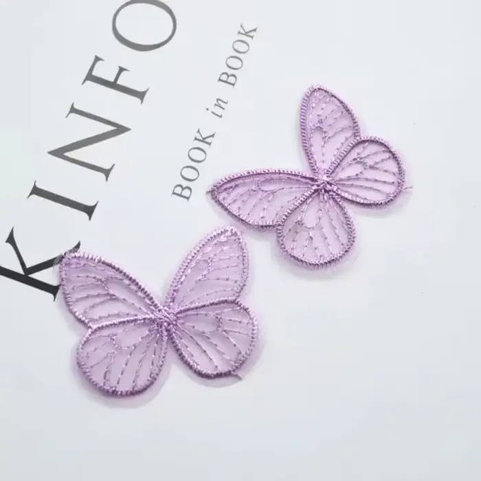 Patchs en tissu papillon en maille brodée 4.5x3.5cm, 20 pièces/lot, Appliques pour vêtements, fourni