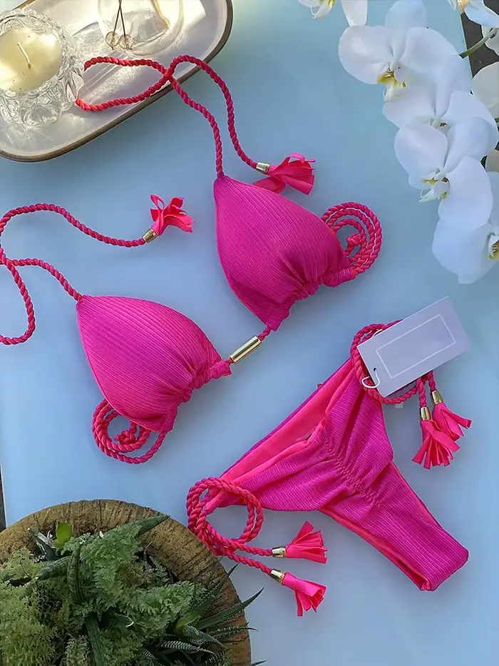Ruotongsept Sexy pevný trojuholník Bikini Set pre ženy Beach Style Špeciálne príležitosti