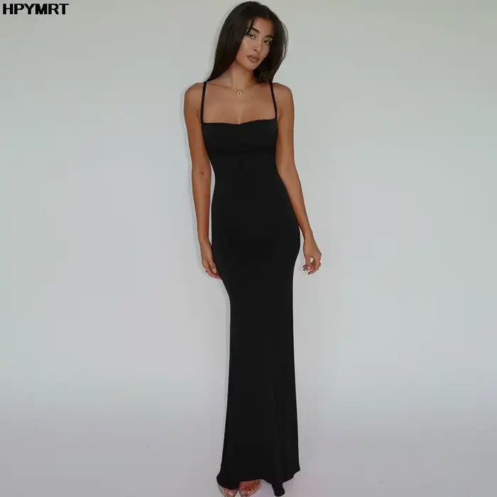 2025 mode décontracté nouvel été Sexy fronde robe de soirée couleur unie longues dames robes robes d