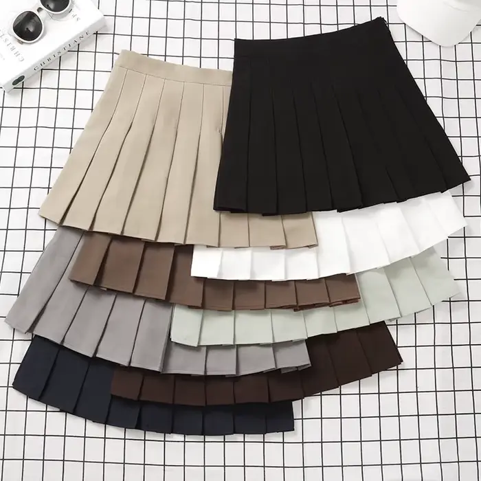 Jupe marron pour femmes, vêtements d'été, taille haute, Harajuku, Style coréen, Mini jupe plissée no