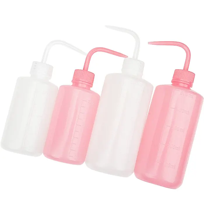 Bouteille de lavage de cils propre avec bec incurvé, bouteille de démaqucorporelle, lavage par souff