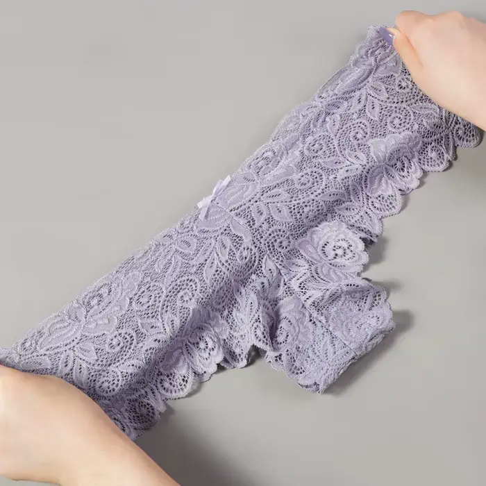 3-dielne sexy priesvitné čipkované nohavičky pre ženy