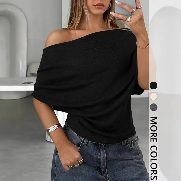 BKQU Letné sexy tričko s jedným ramenom