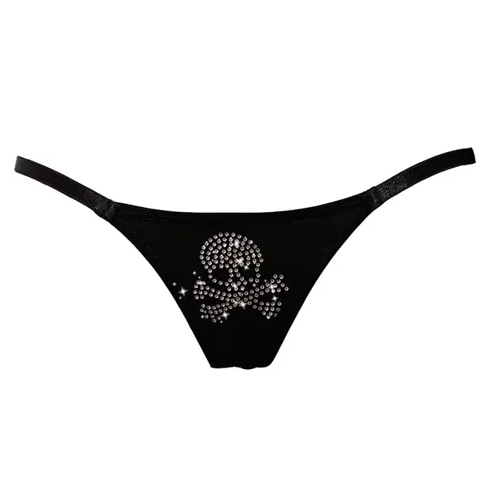 Gothique Punk foncé doux Cool Flash crâne Sexy string taille basse slips Tanga confort respirabilité à volants femmes t-back culotte