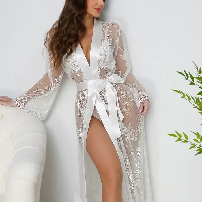 Luxusná sexy spodná bielizeň pre ženy v európskom a americkom štýle, zvodná čipka prelamovaná nočná košeľa, pohodlné a štýlové nočné oblečenie