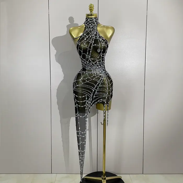 Sexy mini šaty bez rukávov polyester elastan pre ženy kluby show disco