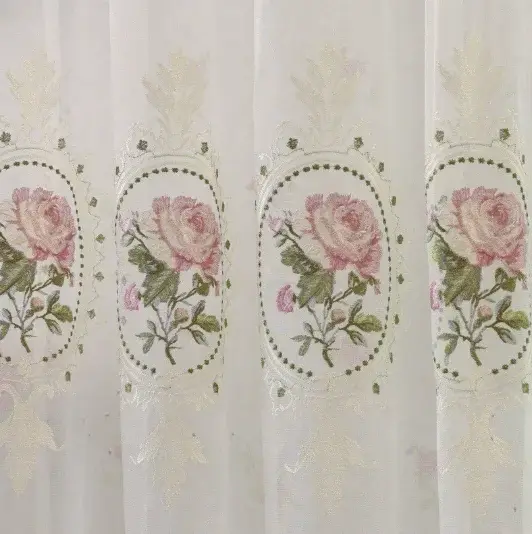 Rideau en Tulle brodé de pivoines de luxe américain, pour salon, broderie de fleurs européennes élég