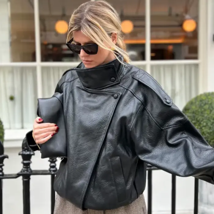 Bomber jacket en polyester high street avec col roulé pour femmes toutes saisons ocasions spéciales