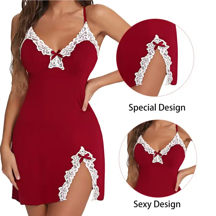 Sexy čipka nočná košeľa pre ženy elegantný a pohodlný štýl špeciálna príležitosť letná noc polyester elastan pletené bez rukávov V-neck