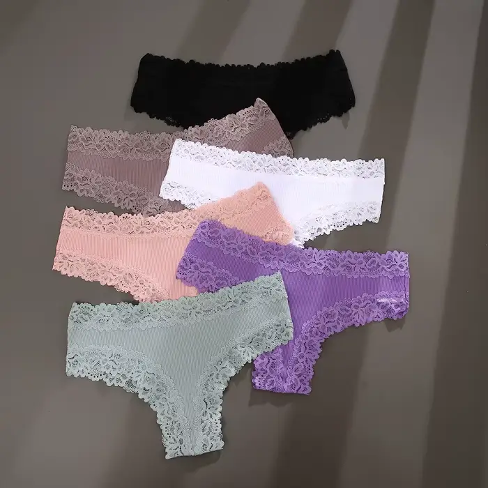 Brazílske čisté bavlnené a elastanové nohavičky s elegantnou čipkou pre ženy na špeciálne a každodenné príležitosti