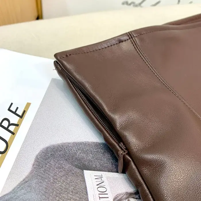 Jupes vintage en faux cuir PU pour femmes, jupes mi-longues sexy avec ourlet fendu, jupe sirène pour
