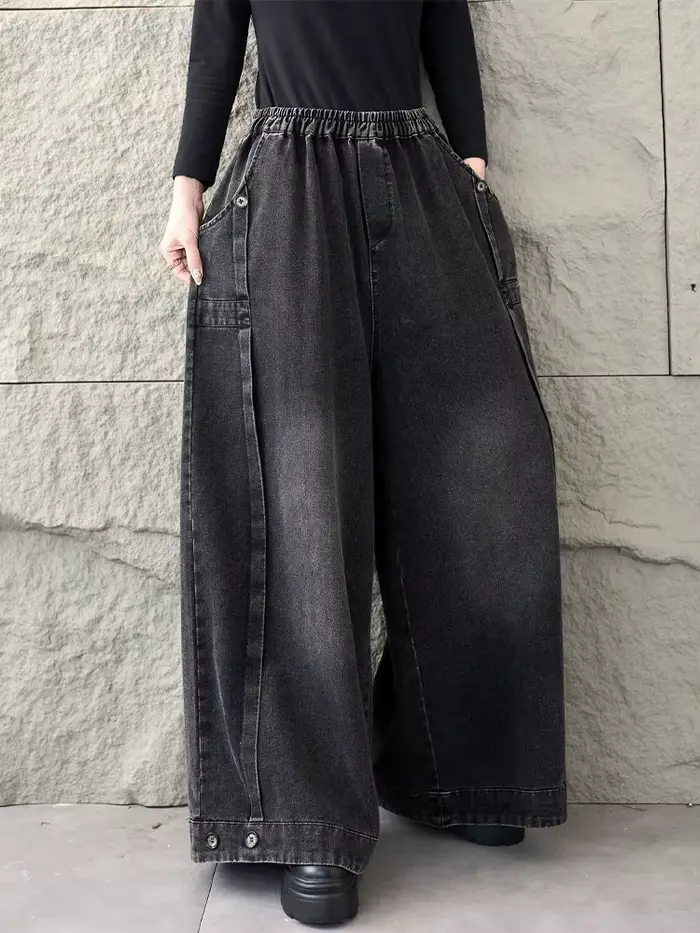 Amax LuluE 2026 jar klasická džínsová nohavica pre dámy Vintage pevná ležérna žena voľná elastická