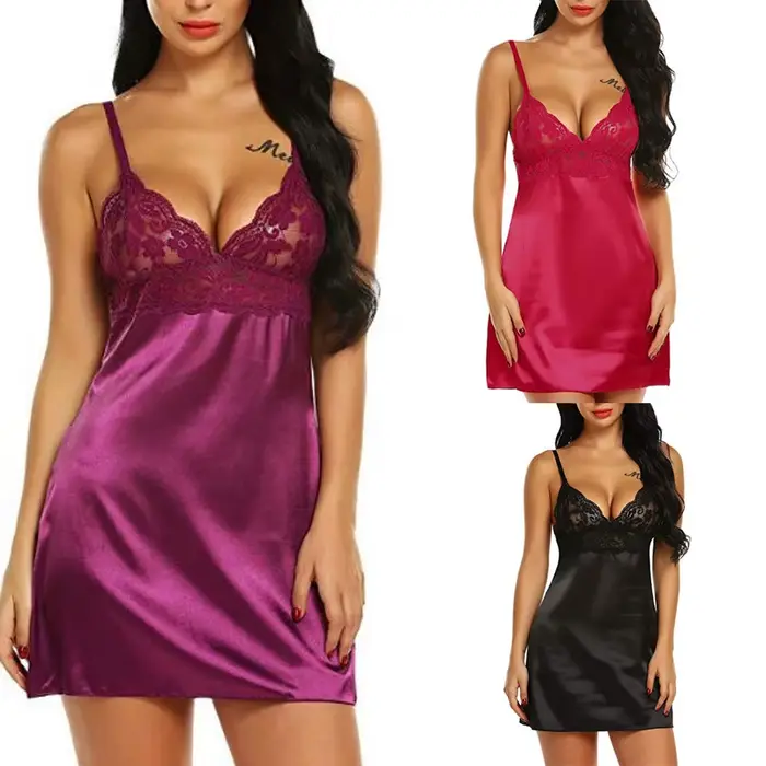 Ženy Sexy čipka praku Lingerie móda nočné oblečenie Nočná košeľa