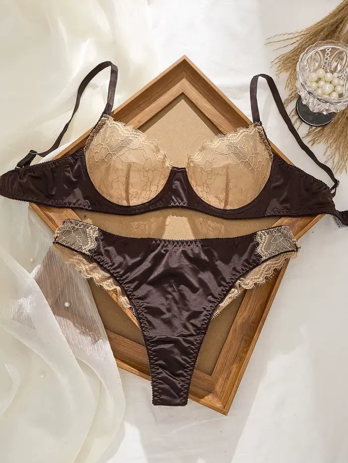 Dámske sexy vyšívané čipky spodná bielizeň Set, priedušná ultra tenká podprsenka, gombík dekorácie, spodná bielizeň, francúzska podprsenka, tangá sady