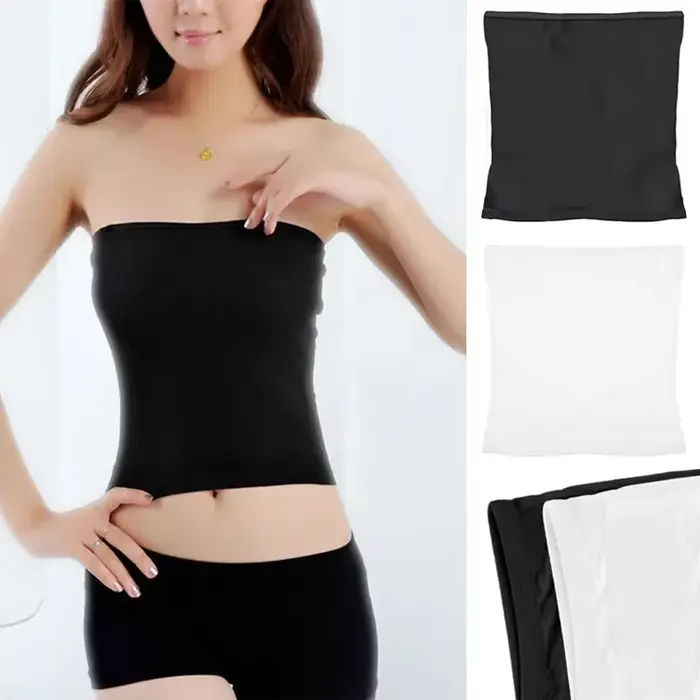 Dámske Tubular Top, módne korzet, základné prekrytie, pružný, obyčajný, bez ramienok, bezšvové, krátke tričko, body