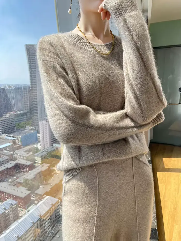 100% merino vlnený sveter pre ženy, okrúhly výstrih, mäkký a pohodlný, ideálny na jeseň a zimu, elegantný a praktický