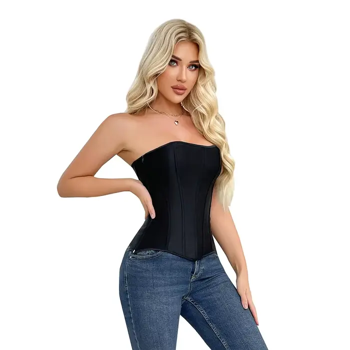 Dámske overbust Top korzet bočný zips satén vykostené čipka-up Bustier Shapewear zoštíhľujúci pás tvarovanie Korset