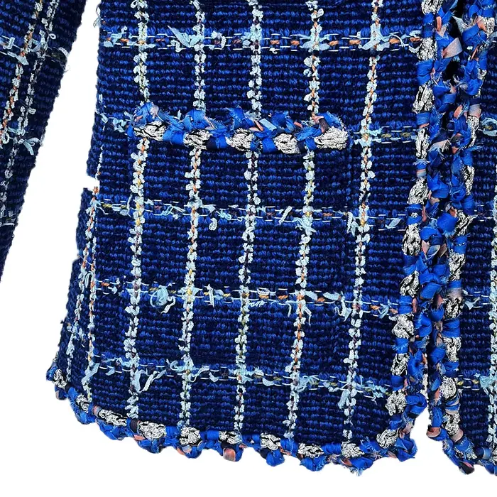 2025 à la mode et élégant col rond léger luxe socialite haut de gamme tempérament design sens tweed