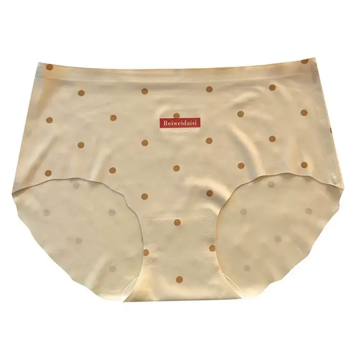 Culottes de lingerie en soie glacée, taille mi-haute, douces pour la peau, à pois, sans couture, pour femme et jeune fille