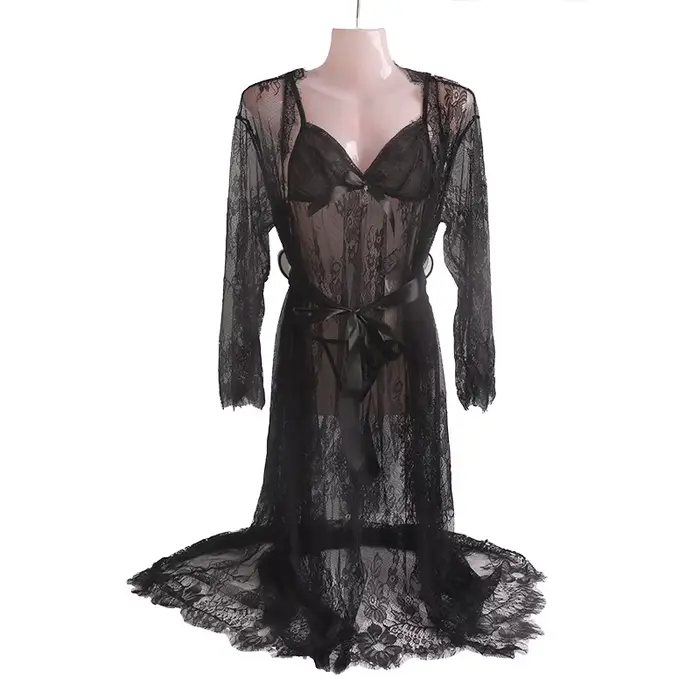 Lingerie en dentelle pour femmes, robe de nuit sexy, vêtements de nuit, ensemble deux pièces, chemis