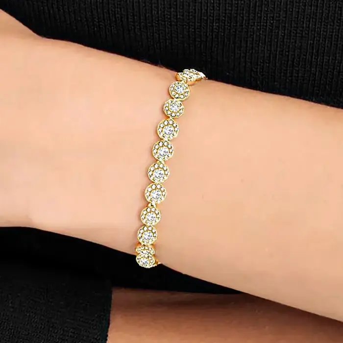 Ensemble de colliers ronds en cristal et diamant pour femmes, de haute qualité, classique, bonheur, 