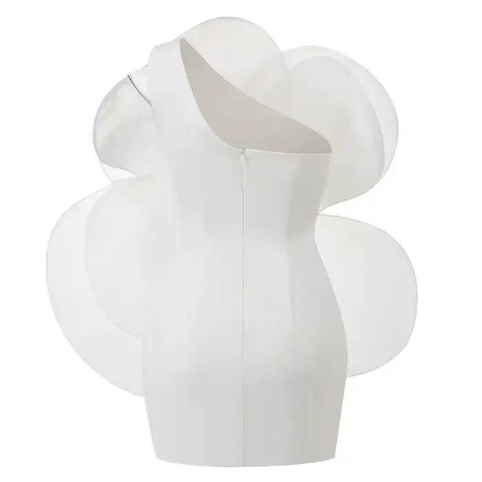 Robe d'été blanche à fleurs décoratives, tenue de soirée de mariage pour femmes, nouveau style obliq