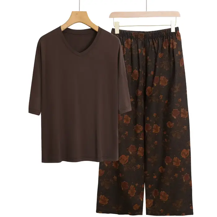 Ensemble de pyjamas imprimés neufs, vêtements décontractés en modal pour femmes, vêtements de maison, grande taille, pyjama confortable pour dormir, pyjamas pour femmes, vêtements de nuit