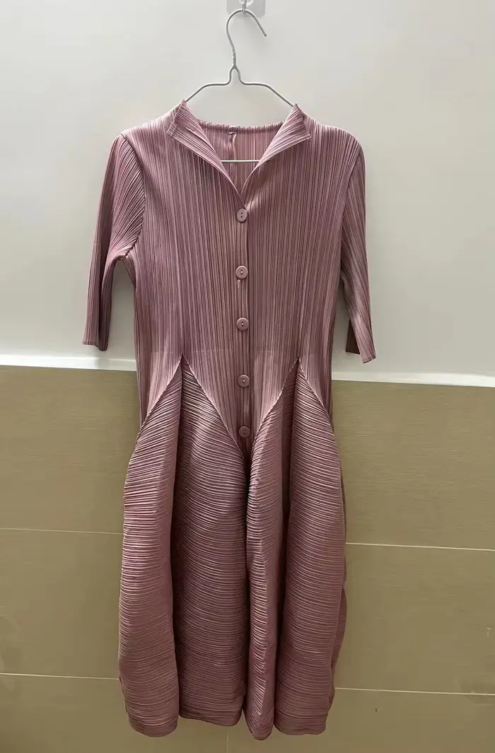 Miyake robe plissée femmes 2023 élégant mince été nouveau décontracté mi-longue robes femmes vêtemen