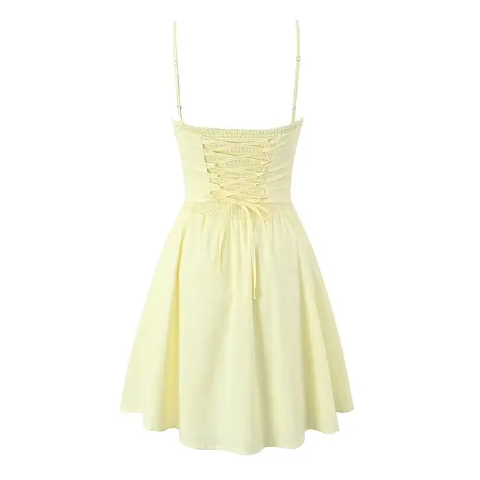 YENKYE-Mini robe en arête de poisson pour femme, taille en arête de poisson, fronde saillante, dos à