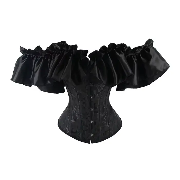 Corset Burlesque victorien pour femme, robe noire, ensemble jupe, off initié, sexy, Overbust, gothiq
