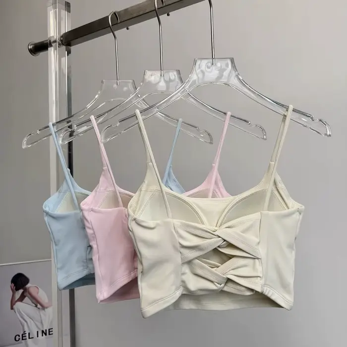 Dámska integrovaná športová podprsenka, ideálna pre jogu, beh a fitness, so sexy chrbtom, pohodlná na leto, štýl tielko