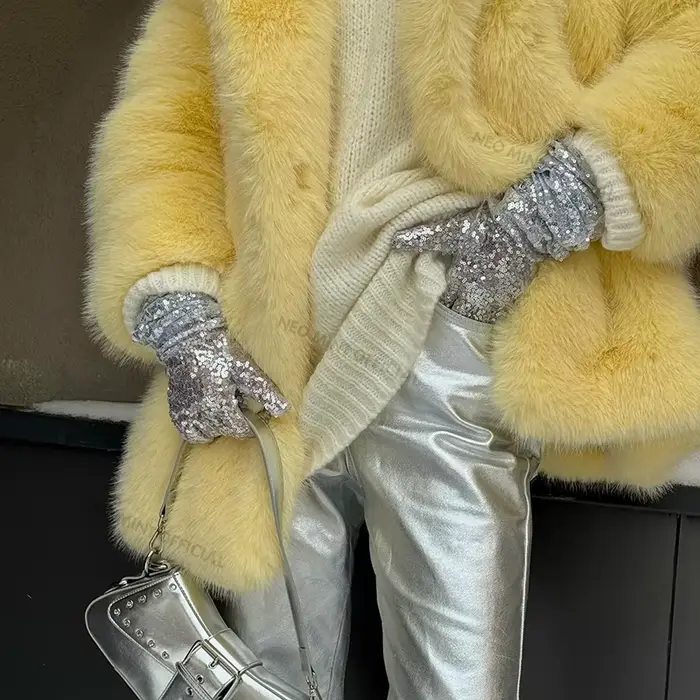Dámska Neo Mint luxusná umelá kožušina, líška, rolák, jesenná zimná srsť, špeciálne príležitosti, elegancia a pohodlie