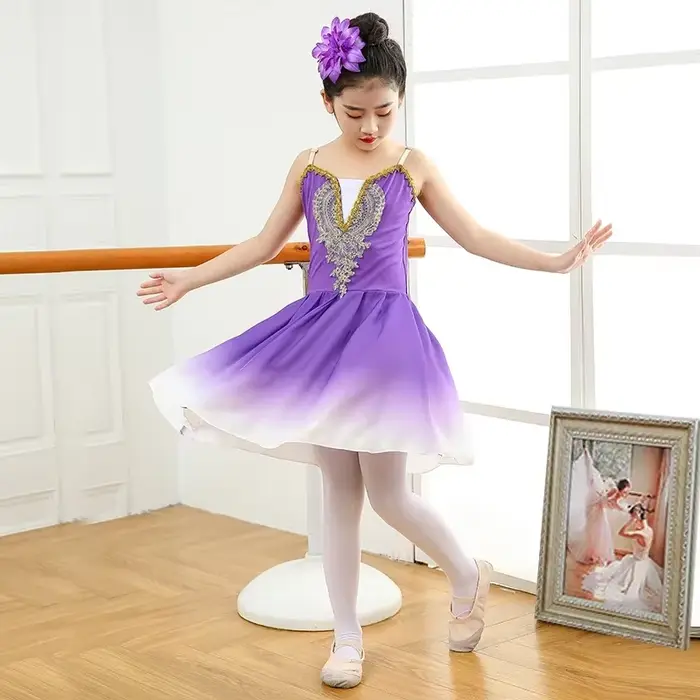 Vêtements de spectacle pour enfants, jupe de ballet, vêtements d'entraînement, jupe moelleuse, vêtements de spectacle pour filles, jupe de princesse bleu ciel