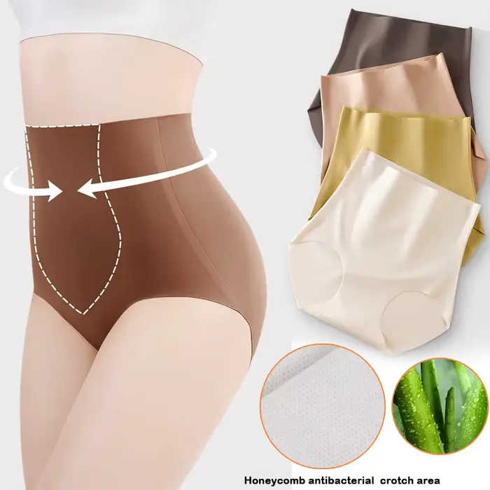 Culottes sans couture pour femmes en soie glacée japonaise, taille haute, antibactériennes, contrôle du ventre, culottes élégantes et sophistiquées pour occasions spéciales