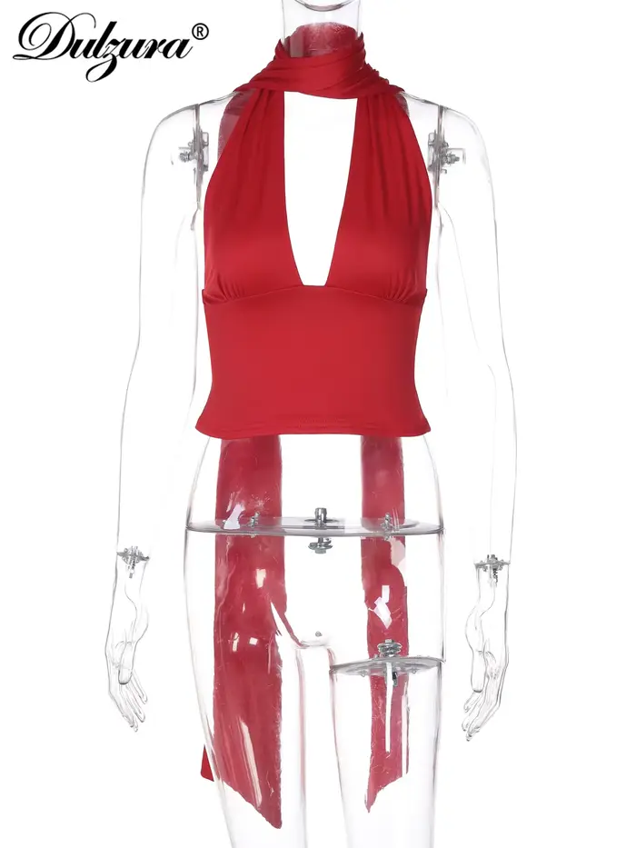 Dulzura výstrih do V bez rukávov lano holý chrbát obtiahnuté telo top pevný Sexy elegantný Y2K top párty Clubwear ulica leto tielko