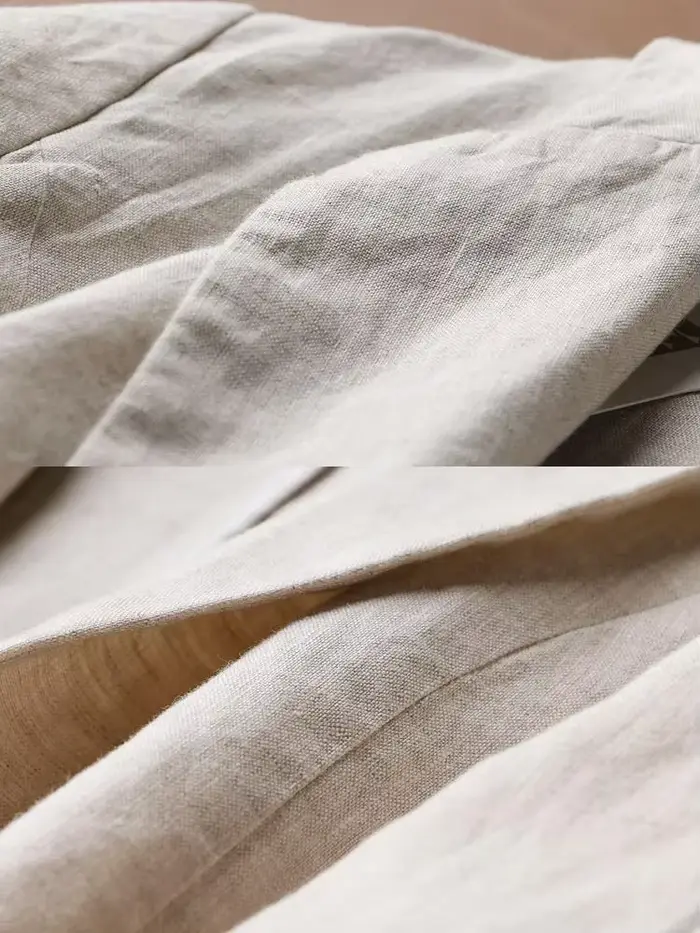 Blazer à simple boutonnage pour femme, veste d'été en coton et lin, blanc uni, bouton décontracté, m