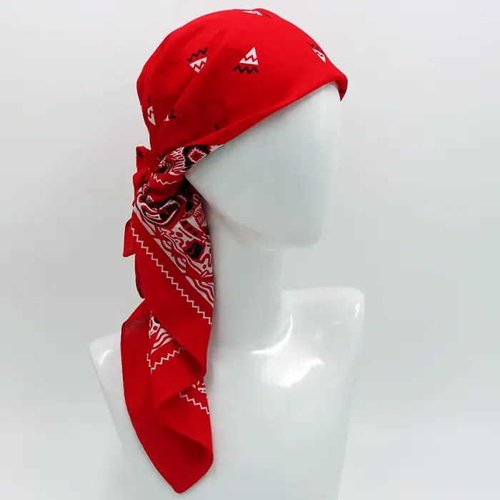 Nový nadrozmerný 70CM červený štvorcový šál v retro štýle s potlačou bavlnený bandana klobúky šatka