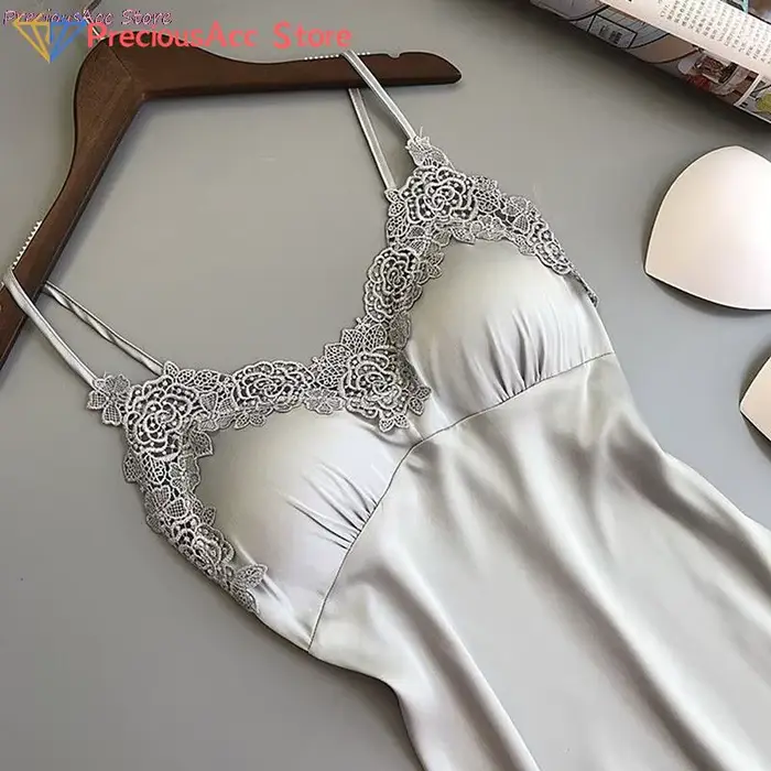 Pletená polyesterová nočná košeľa so sexy čipkou pre ženy, krátka a bez rukávov, ideálna pre teplé noci a špeciálne príležitosti