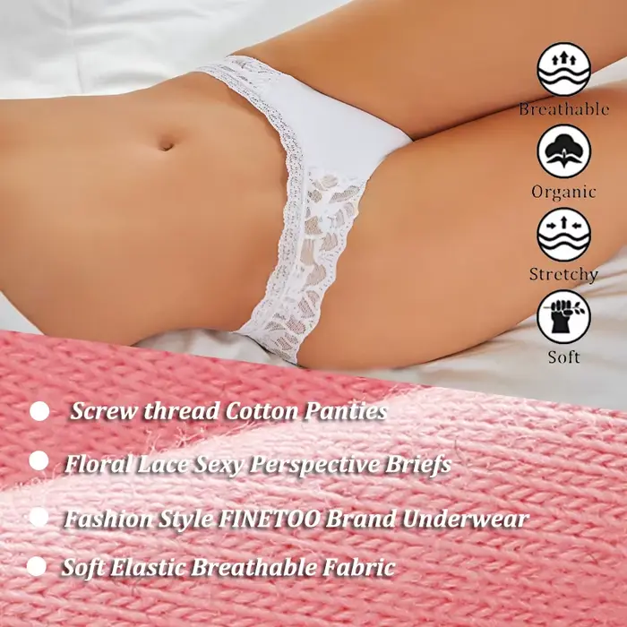 4 kusy / Set Sexy kvetinové čipky nohavičky ženy priedušné nohavičky perspektíva nízky pás Sexy spodná bielizeň Mäkká žena jednofarebné spodné prádlo