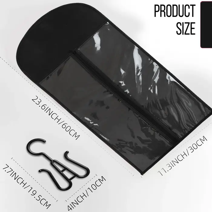 Sacs de rangement pour perruques Premium, 3 pièces, avec cintres métalliques robustes, Design Transp