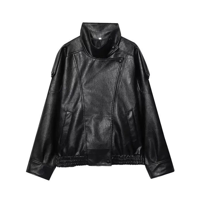 MUJER Faux cuir femme veste noir surdimensionné Bomber vestes pour femmes vêtements d'extérieur hive