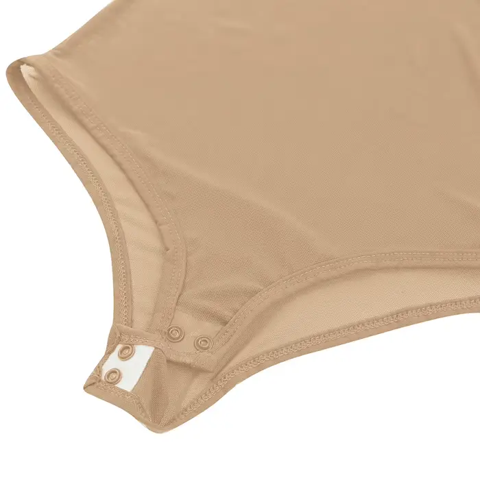 Body pour femme en polyester non tissé pour danse du ventre avec manches longues et buste ouvert pour performances et entraînement