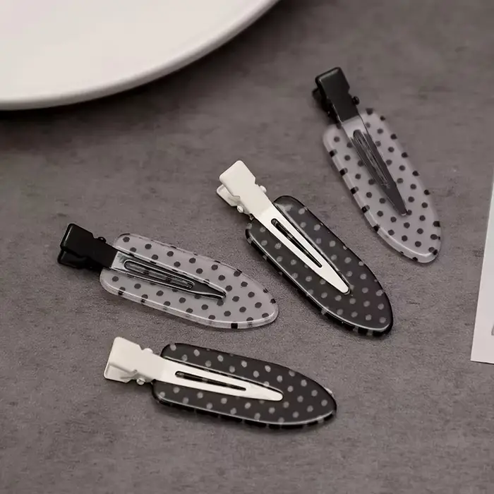 Barrettes à cheveux en acrylique à pois noirs et blancs, minimalistes, maintien sûr, adaptées à un u