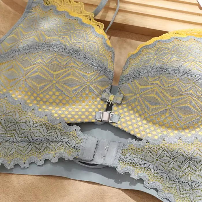 Dámska push-up podprsenka s čipkou, pohodlná polstrovaná podprsenka, podprsenka s kosticami, predná zatváracia podprsenka, pridať šálku, sexy, FW7033