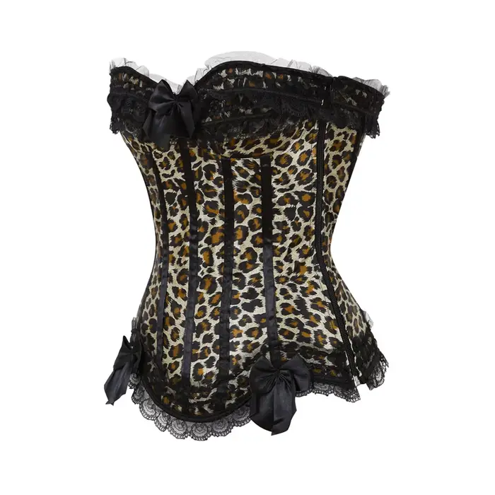 Ružové korzety pre ženy, sexy spodná bielizeň, leopard, plus veľkosť, gotika, kvetinová čipka, bustiers, červená a biela