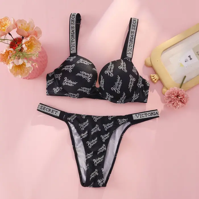 Štýlový Victoria's Secret Dámske podprsenky a nohavičky nastaviť každodenný štýl bezšvíkové pletené materiály polyester Nylon Comfort udržanie špeciálne príležitosti