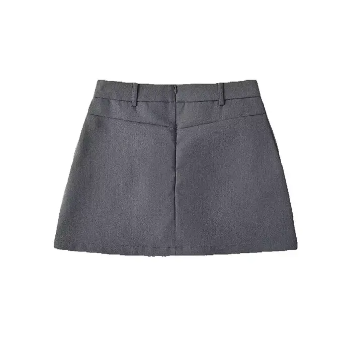 Mooyufon femmes mode solide dos fermeture éclair a-ligne Mini jupe Vintage taille haute femme Chic d
